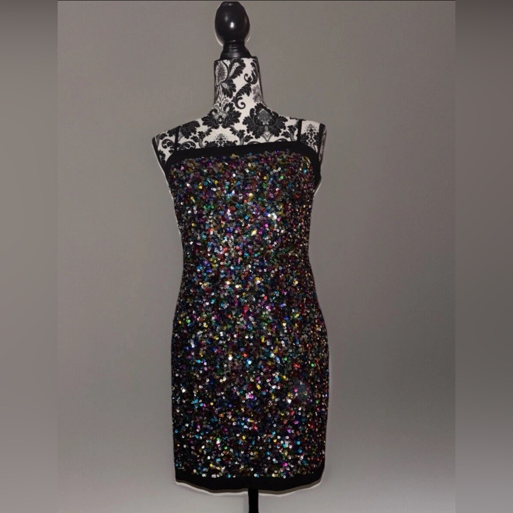 Elegant Multicolor Sequin Mini Party Dress